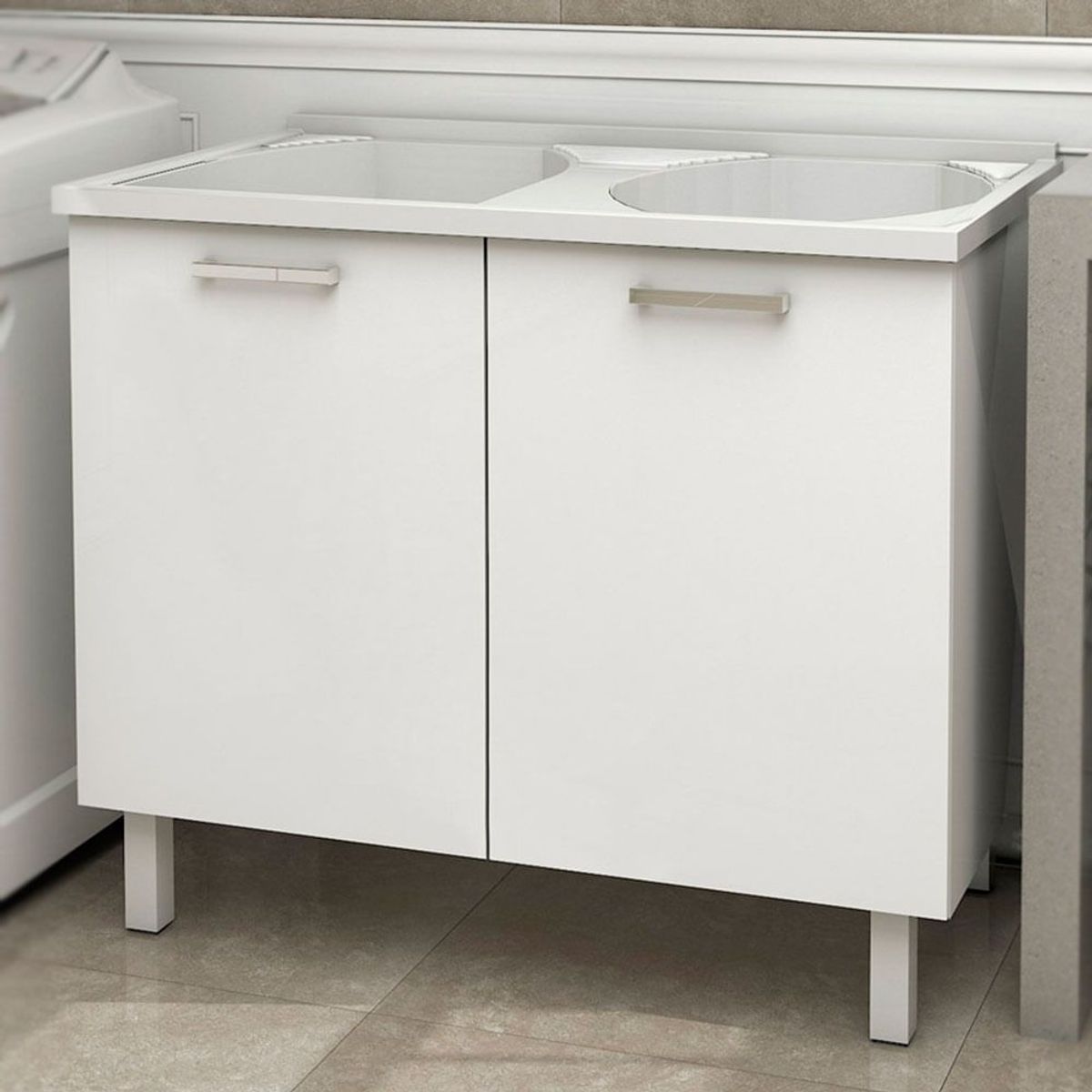 Gabinete Flat com Tanque Branco 89,3x95x54,5cm Cozimax, marca Cozimax - Foto 2