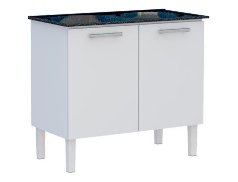 Gabinete com Tanque Flat 89,3x56,9x54,5cm Branco e Preto Cozimax