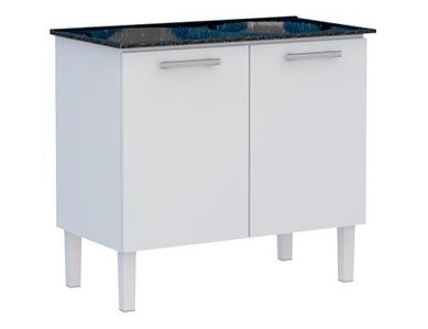 Gabinete com Tanque Flat 89,3x56,9x54,5cm Branco e Preto Cozimax