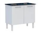 Gabinete com Tanque Flat 89,3x56,9x54,5cm Branco e Preto Cozimax