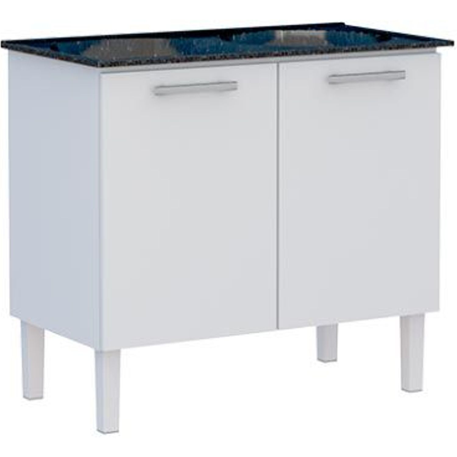 Gabinete com Tanque Flat 89,3x56,9x54,5cm Branco e Preto Cozimax