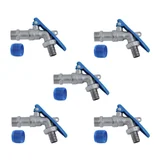 Kit Torneira Jardim Adaptador Mangueira 1/2" e 3/4" de Metal com 5 Unidades