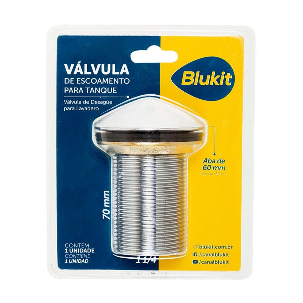 Válvula Escoamento Metal Para Tanque 1.1/4", marca Blukit - Foto 2
