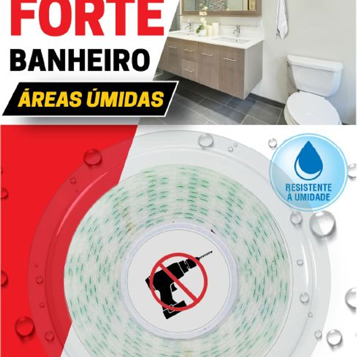 Fita Dupla Face 3M Scotch Fixa Forte Banheiro - 24 mm x 1 m, marca 3m - Foto Principal