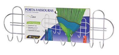 Suporte para Vassouras 42,5x4,5x13,5cm Cromado
