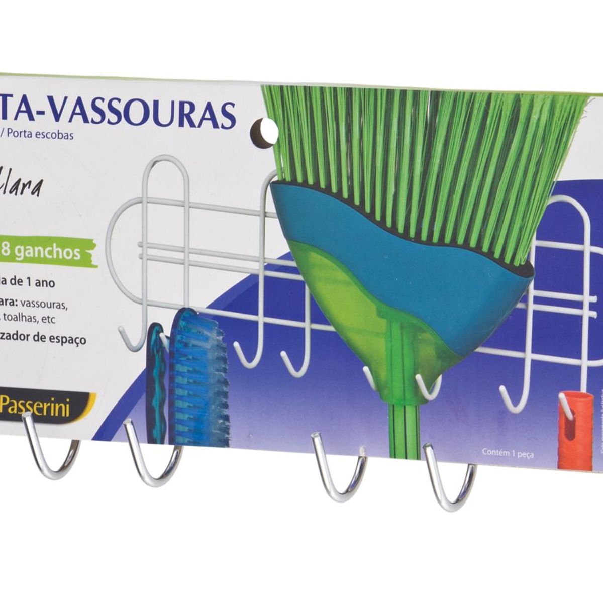 Suporte para Vassouras 42,5x4,5x13,5cm Cromado, marca Passerini - Foto Principal