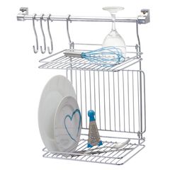 Kit Organizador para Cozinha com Escorredor Prateleira e 3 Ganchos Prata Passerini