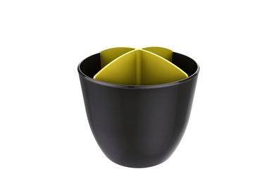 Escorredor de Talheres com Divisria Preto e Amarelo