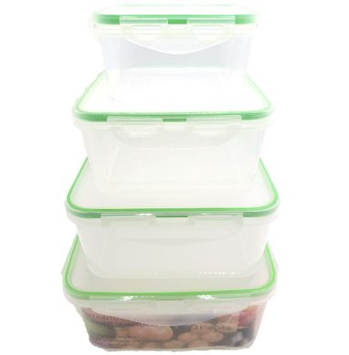 Conjunto de Pote com Trava Silicone Quadrado com 4 Peas