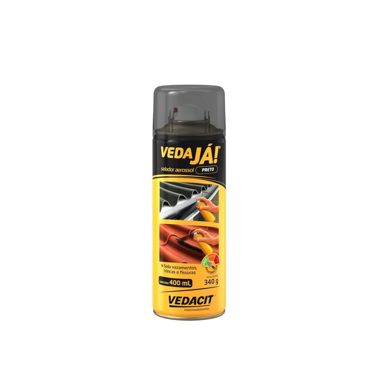 Selador Multiuso Emborrachado Preto Aerosol 400ml Vedacit, marca Vedacit - Foto 2