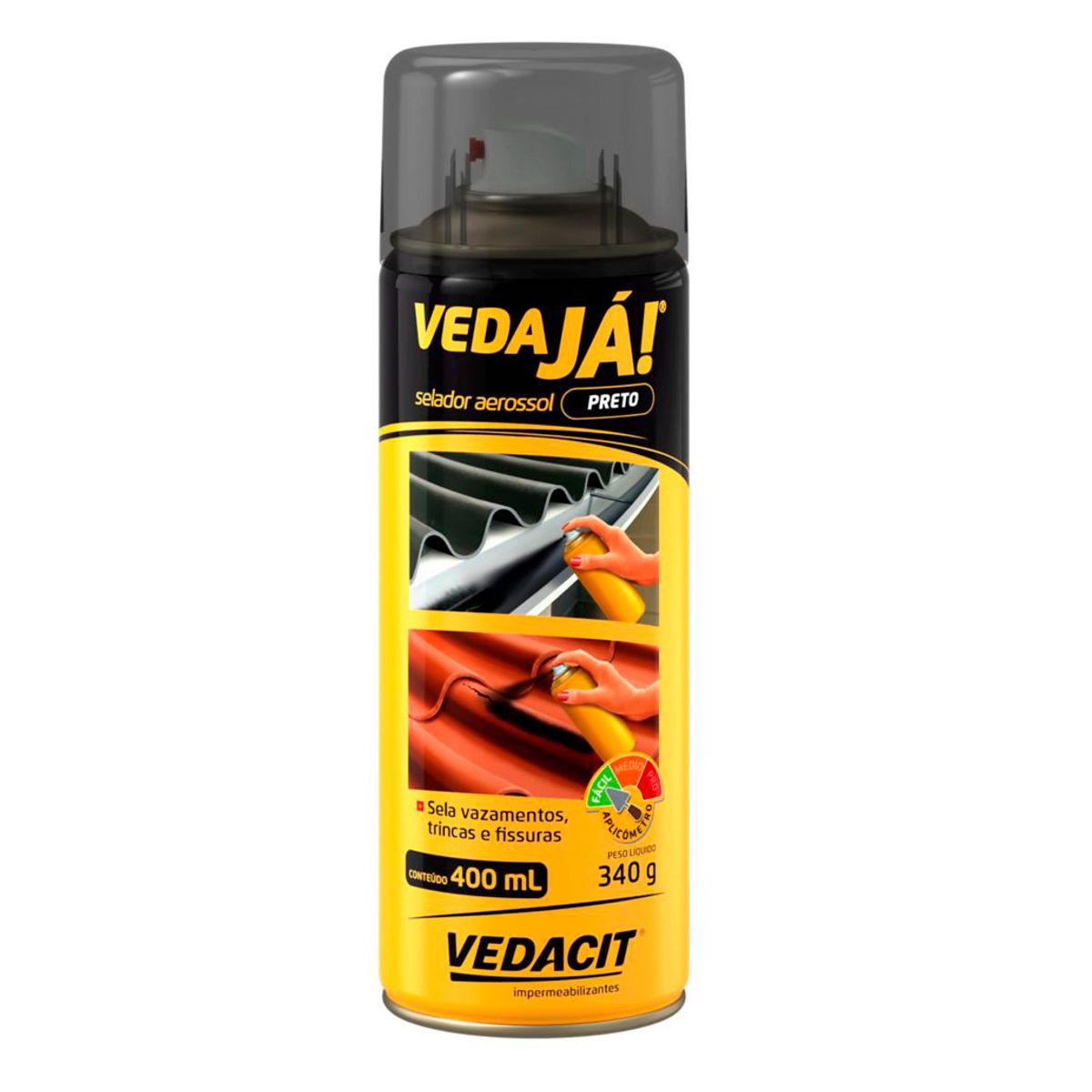 Selador Multiuso Emborrachado Preto Aerosol 400ml Vedacit, marca Vedacit - Foto Principal