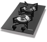 Fogão de Mesa Cooktop 2 Bocas á Gás em Vidro Bivolt Preto