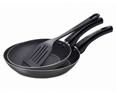 Kit Frigideira Francesa 18cm e 22cm com Esptula Preto