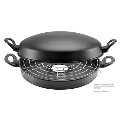 Churrasqueira Gril 30cm Antiaderente Preto Panelux