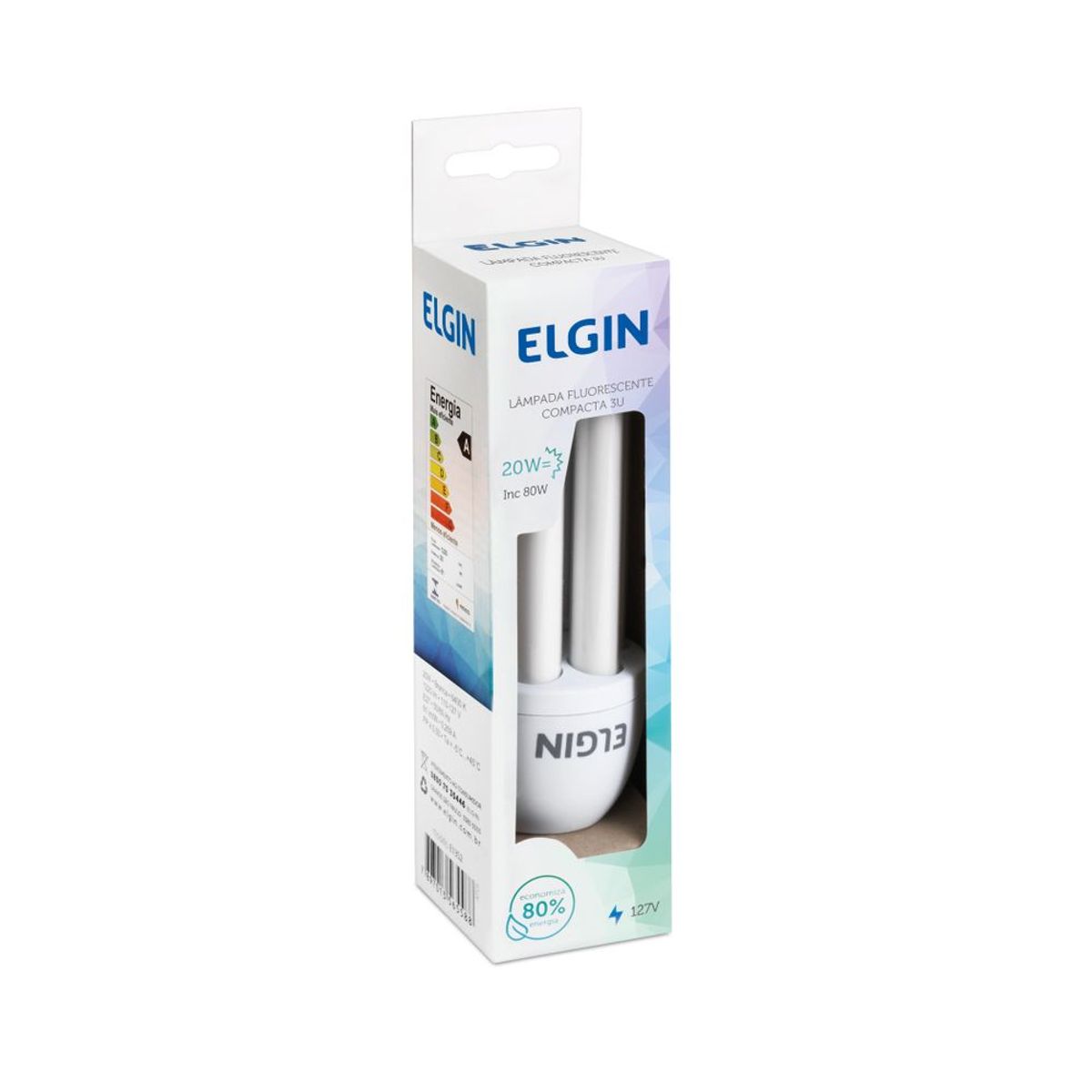 Lâmpada Fluorescente Compacta E27 3U 20W 127V Branco, marca Elgin - Foto 2