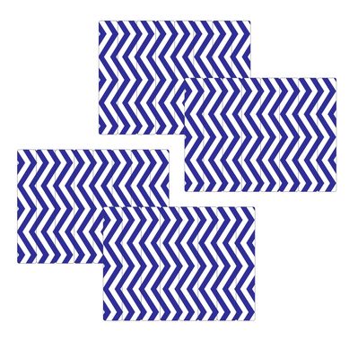 Kit com 4 Jogos Americanos Zig Zag Azul e Branco At.Home