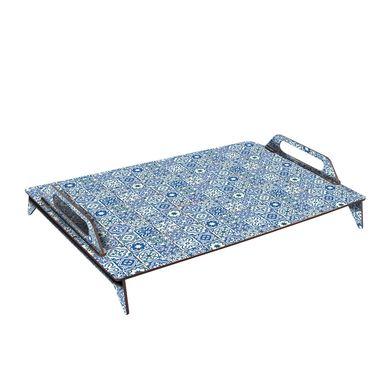 Bandeja Retangular Luxo Ladrilhos Azul Branco