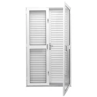 Porta Balcão Veneziana de Giro Aço Branco 4 Folhas Central 215x122,4x14cm Qualitysol