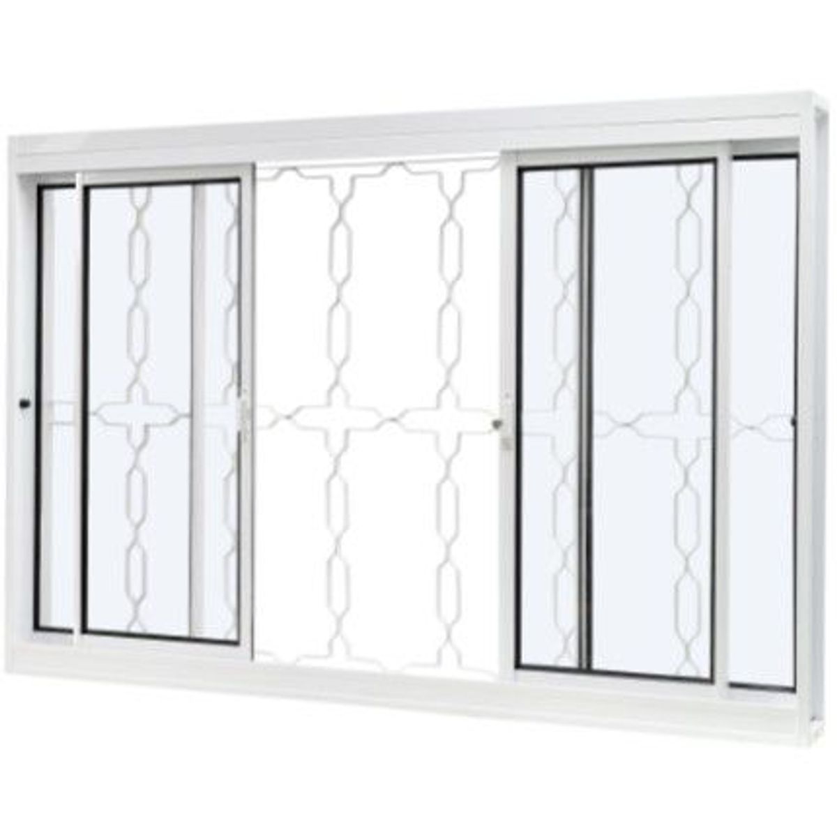 Janela de Correr Aço Branco 4 Folhas Corrente Central 100x200x12cm Qualitysol, marca Ramassol - Foto Principal
