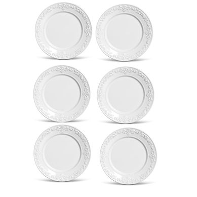 Kit com 6 Pratos Rasos Acanthus Branco