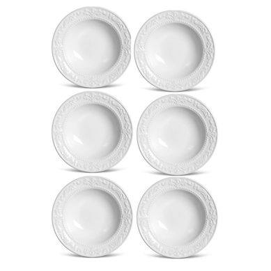Kit com 6 Pratos Fundos Acanthus Branco