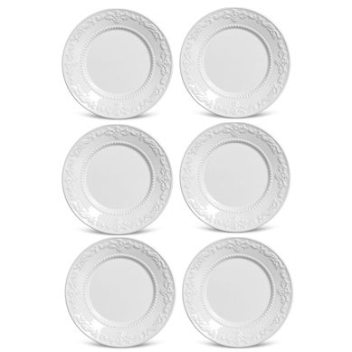 Kit com 6 Pratos de Sobremesa Acanthus Branco