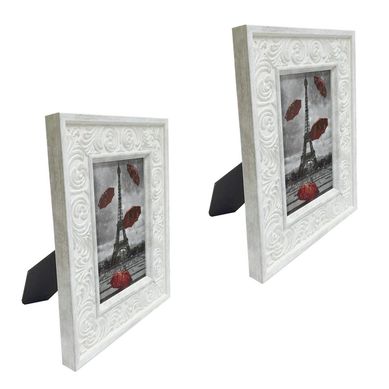 Kit 2 Porta Retratos Rococo 10x15cm Branco Just Home Collection