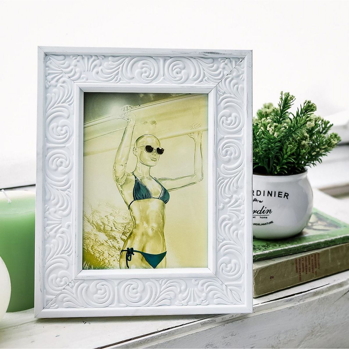 Porta Retrato Rococo 10x15cm Branco, marca Just Home Collection - Foto Principal
