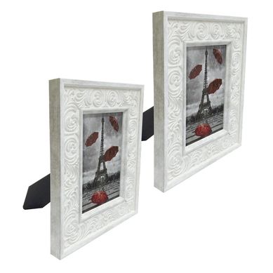 Kit 2 Porta Retratos Rococo 13x18cm Branco Just Home Collection