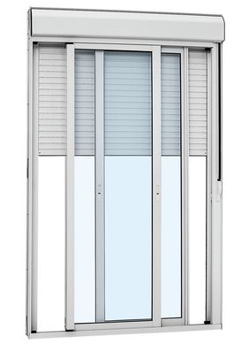 Porta Integrada Veneziana Vidro Inteirio Alumnio 3 Folhas 237x150x14cm Alumifort