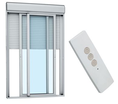 Porta Integrada Veneziana com Controle Remoto 110V Alumnio 3 Folhas 237x150x14cm Alumifort
