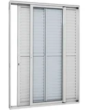 Porta Balcão Veneziana de Correr Vidro Inteiriço Alumínio Branco 3 Folhas Esquerda 216x160x13cm