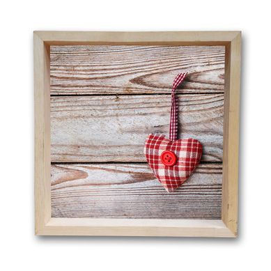 Quadro Moldura Cofre Corao Patchwork 20x20cm
