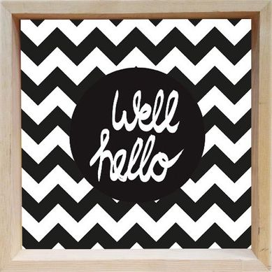 Quadro Moldura Cofre Hello 30x30cm