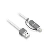 Cabo 2 em 1 Apple MFI e Micro USB Flat 1m