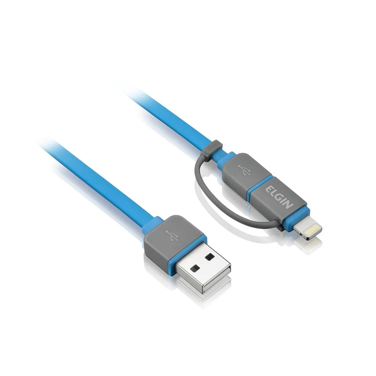 Cabo 2 em 1 Apple MFI e Micro USB Flat 1m, marca Elgin - Foto Principal
