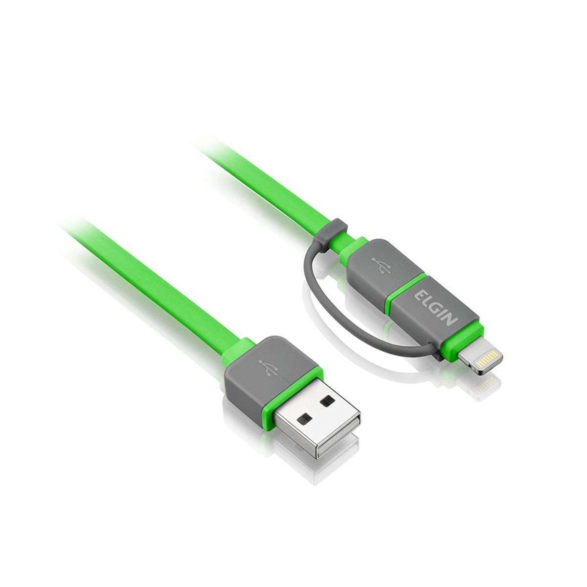 Cabo 2 em 1 Apple MFI e Micro USB Flat 1m, marca Elgin - Foto Principal