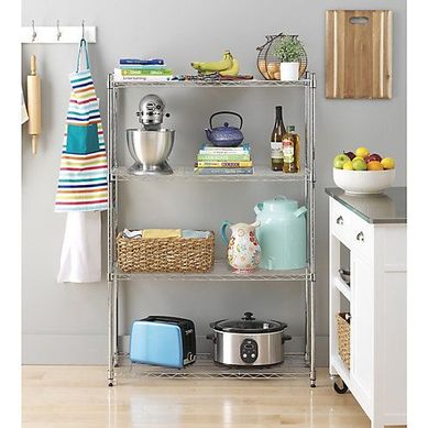 Estante de Metal com 4 Prateleiras 137x91x35cm Prata