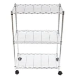 Estante de Metal com 3 Prateleiras e Rodízio 83x57x33cm Prata