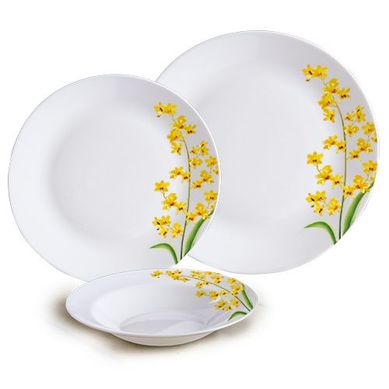 Aparelho de Jantar Yellow Grace 12 Peas Branco e Amarelo