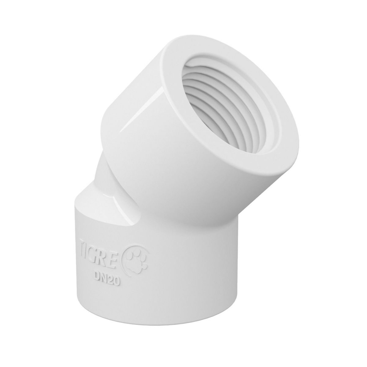 Joelho 45° Roscável Água Fria Branco 3/4", marca Tigre - Foto Principal