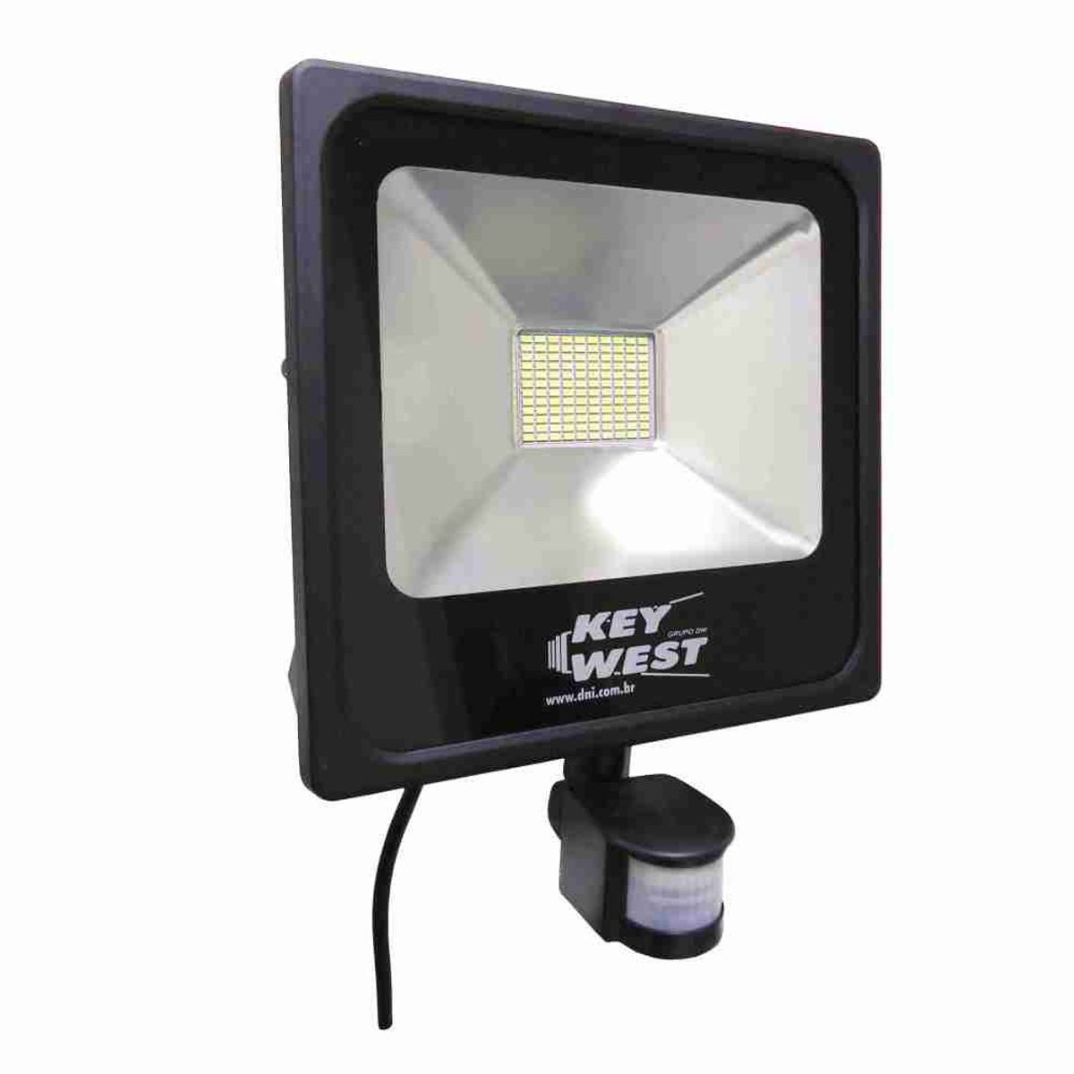 Refletor Holofote 50W Slim com Sensor Branco Frio Bivolt Dani Condutores, marca Dani Condutores - Foto Principal