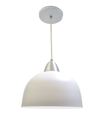 Pendente Branco Cromado Meia Esfera Reta