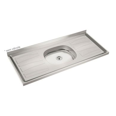 Pia Inox com Cuba N3 120x53cm Prata