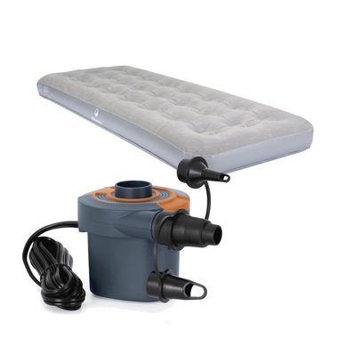 Kit 1 Colcho Inflvel de Solteiro Horizon 22x76x185cm Cinza + 1 Bomba de Ar Eletrica 110V Bestway

