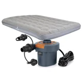 Kit 1 Colchão Inflável de Casal 22x137x191cm Cinza + 1 Inflador Elétrico 220V Bestway