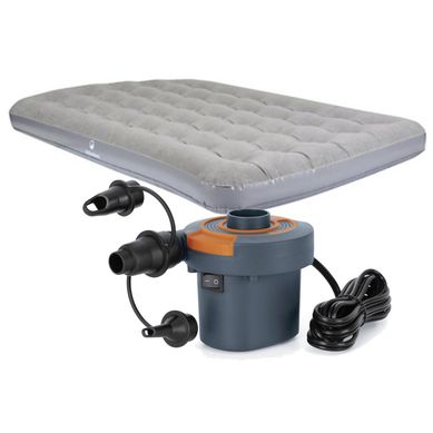 Kit 1 Colcho Inflvel de Casal 22x137x191cm Cinza + 1 Inflador Eltrico 220V Bestway


