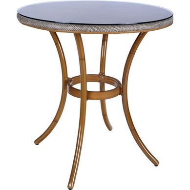 Mesa de Alumnio 70cm com Estrutura de Bambu e Tampo Preto e Branco