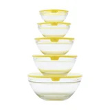 Jogo com 5 Bowls de Vidro Sodo Calcico Tranparente Sortido