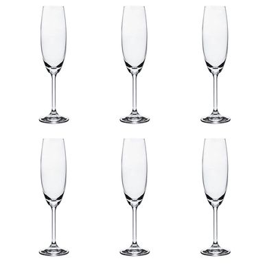 Kit com 6 Taas de Cristais para Champagne 220ml Transparente